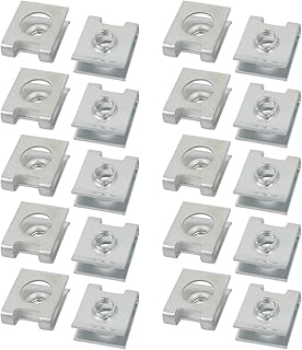 Aexit M6 20mmx16mm Home Hardware Iron White Zinc Plated Extruded U Nut Clip 20pcs Model:45as296qo350