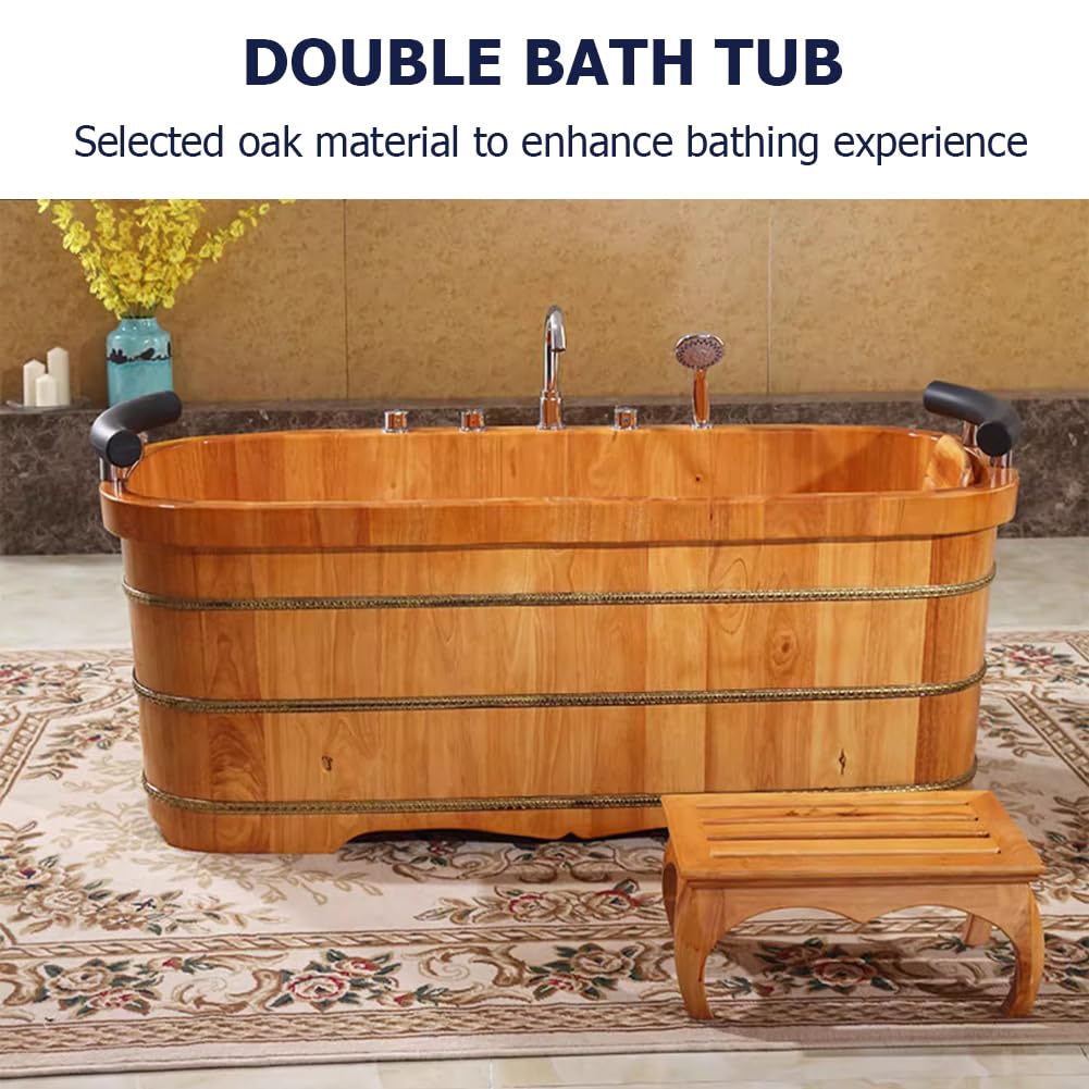 Vasca da bagno autoportante con sedia e poggiatesta, vasca idromassaggio profonda per coppie, relax indoor in saloni e bagni