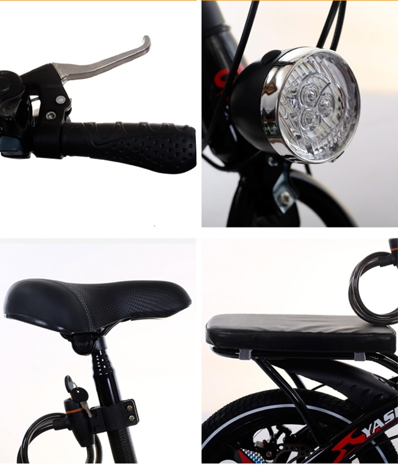 Bicicleta Plegable con Cambio Marchas, Bicicleta Urbana Plegable, Marco Aluminio, Bicicleta Deportiva Todo Terreno 16/20 Pulgadas con Lámpara B,16in