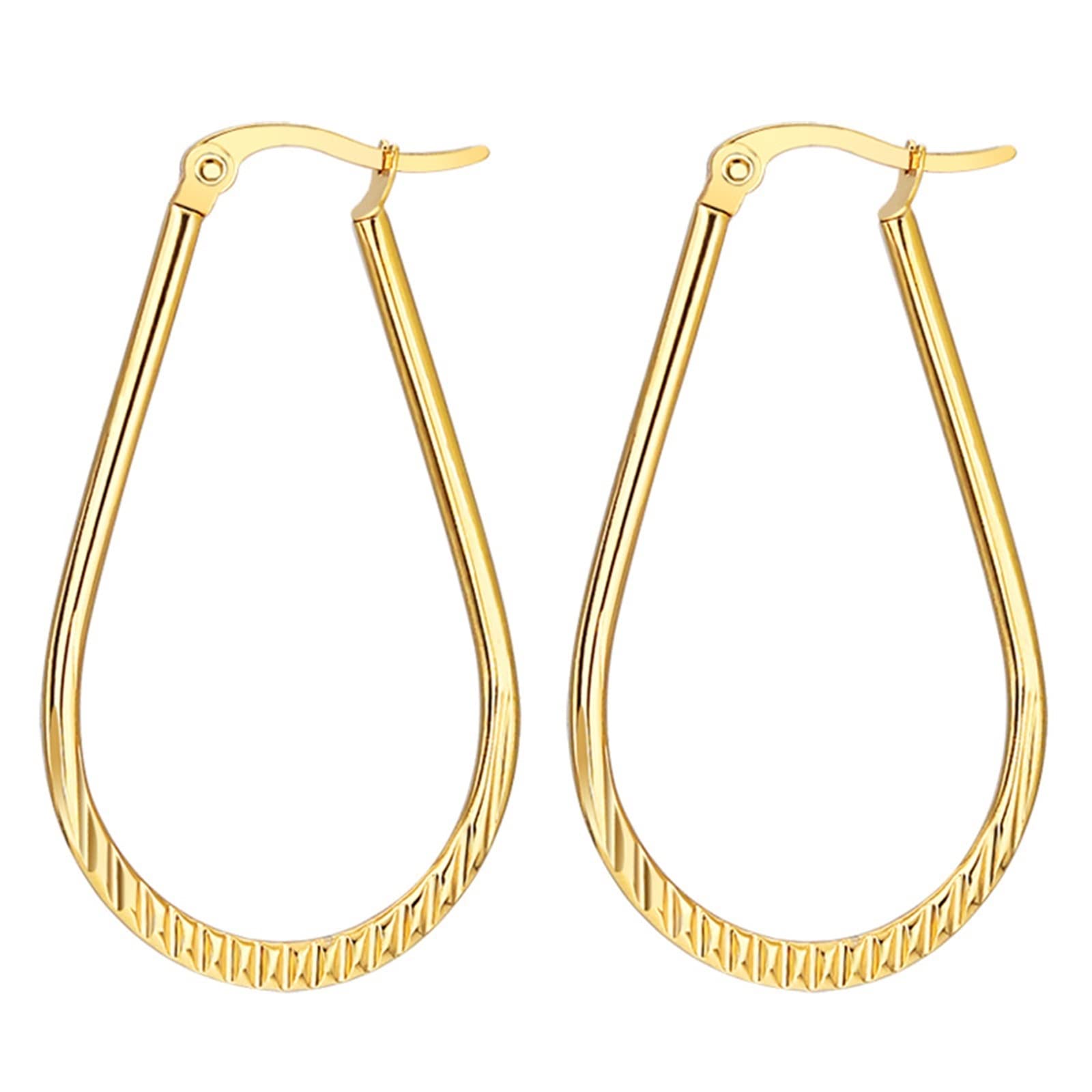 YCTTKDD Orecchini a Cerchio in Titanio, Argento/Oro a Forma di U per Cerchi da Donna