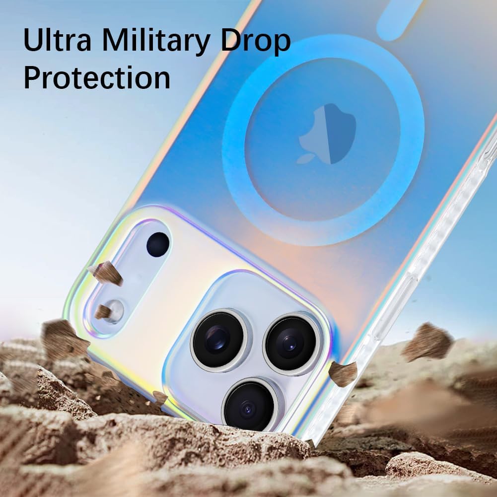 AIGOMARA Magnetic for iPhone 17 Pro Case, [Compatible with Magsafe] [Fluorescent Iridescent Color] Slim Shockproof Translucent Matte Protective iPhone Case for Women Girls 6.3 Inch - Image 3