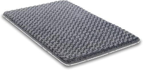 Miniatura 10 de Cama para perros pequeños para jaula de espuma de alta resistencia para perros medianos, lavable, antideslizante, 23 x 17 pulgadas, gris oscuro