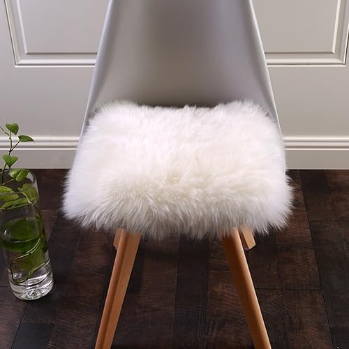 Miniatura 7 de Fundas de cojín de asiento de coche de piel de oveja genuina de Australia de 18 pulgadas, cojín para silla, funda de asiento para automóvil, silla