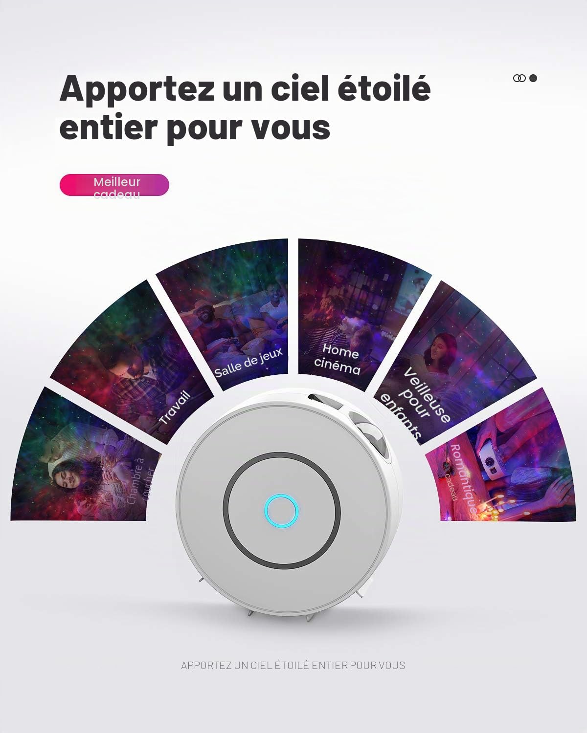 SUPPOU LED Wifi Projecteur Ciel Étoilé,Intelligent Projecteur Étoilé Veilleuse Galaxie,Gradation/Contrôle vocal/Connexion WiFi/Minuterie,Chambre Décorer,Cadeau,Noël (Blanc)