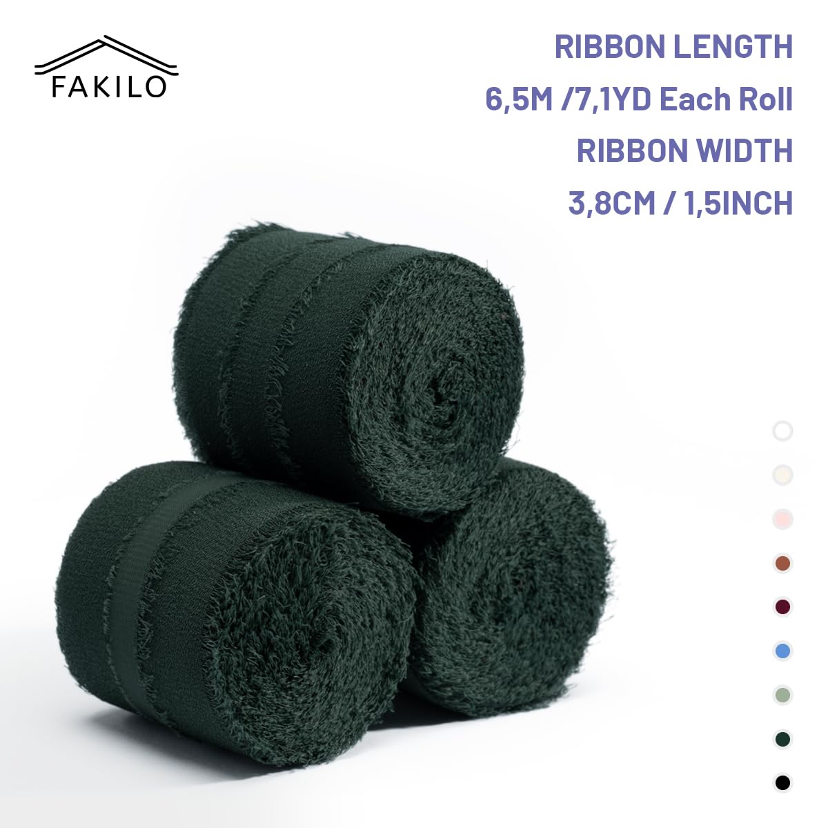 CHUQING Ruban Cadeau Vert Vieilli - 38 Mm X 22 M - Ruban En Mousseline De Soie - Vert Olive - Ruban Décoratif Pour Emballage Cadeau - Bouquets De Fleurs