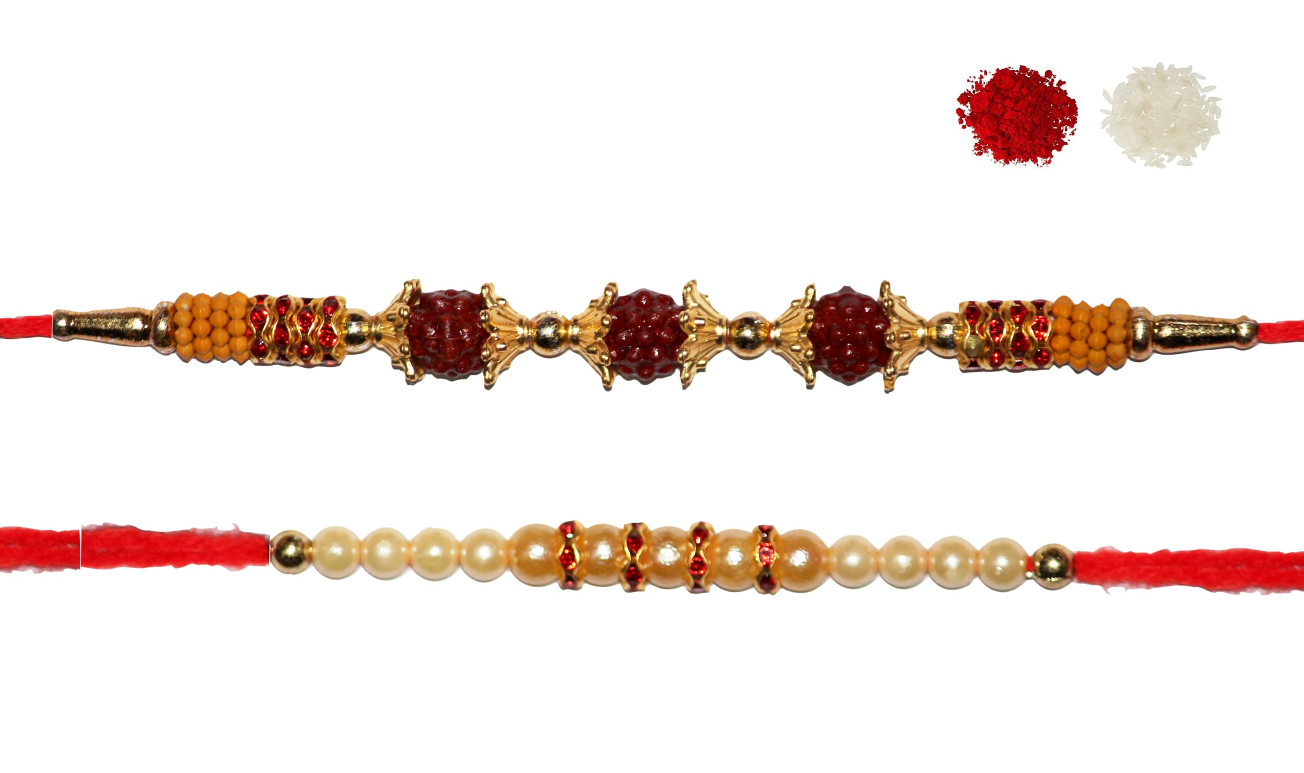 NITYAM ENTERPRISES Cream Pearl & Rudraksh Daimond Ring Rakhi For Family | Brother | Sister | Bhaiya Bhabhi With Roli Chawal | Set of 2(NE 139) (B09ZRSFN2Y) Amazon Price History, Amazon Price Tracker