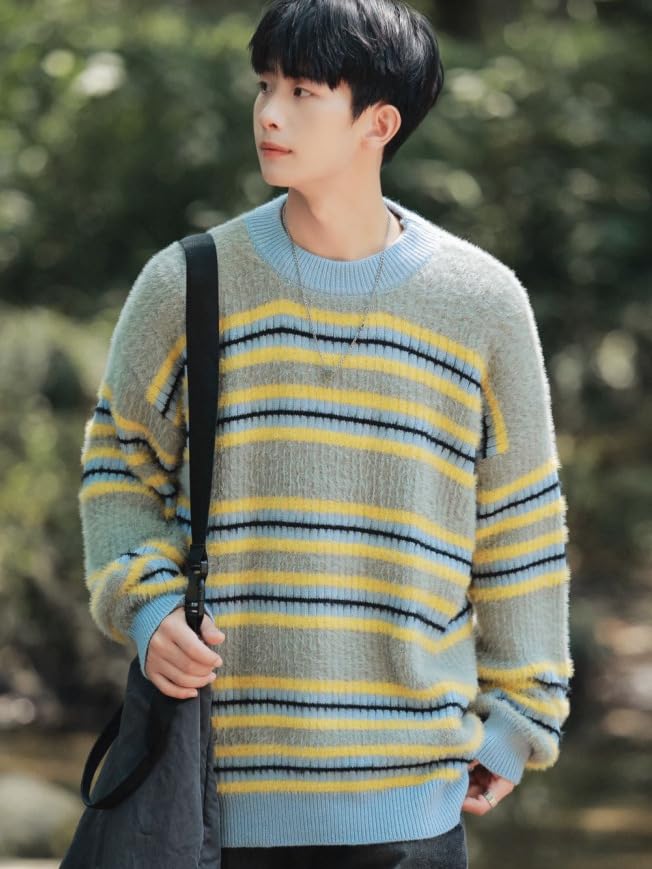 Men's Spring and Autumn Striped Couple Knitted Sweaters2
