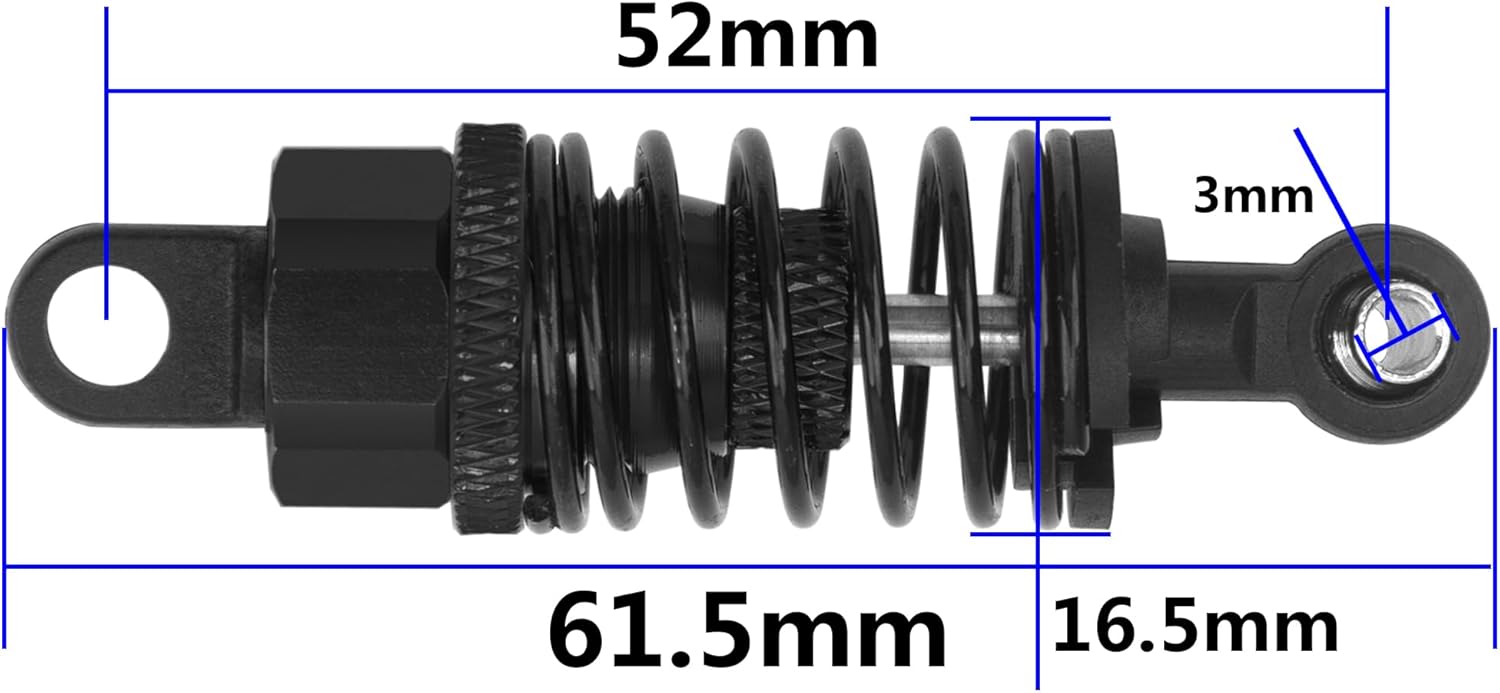 4Pack ShareGoo 52mm Shock Absorbers Assembled Compatible with Tamiya 1/10 TT-01 TT-02 TA05 TL-01 TA03 MF-01X RC Car Chassis Upgrades Parts (Black)