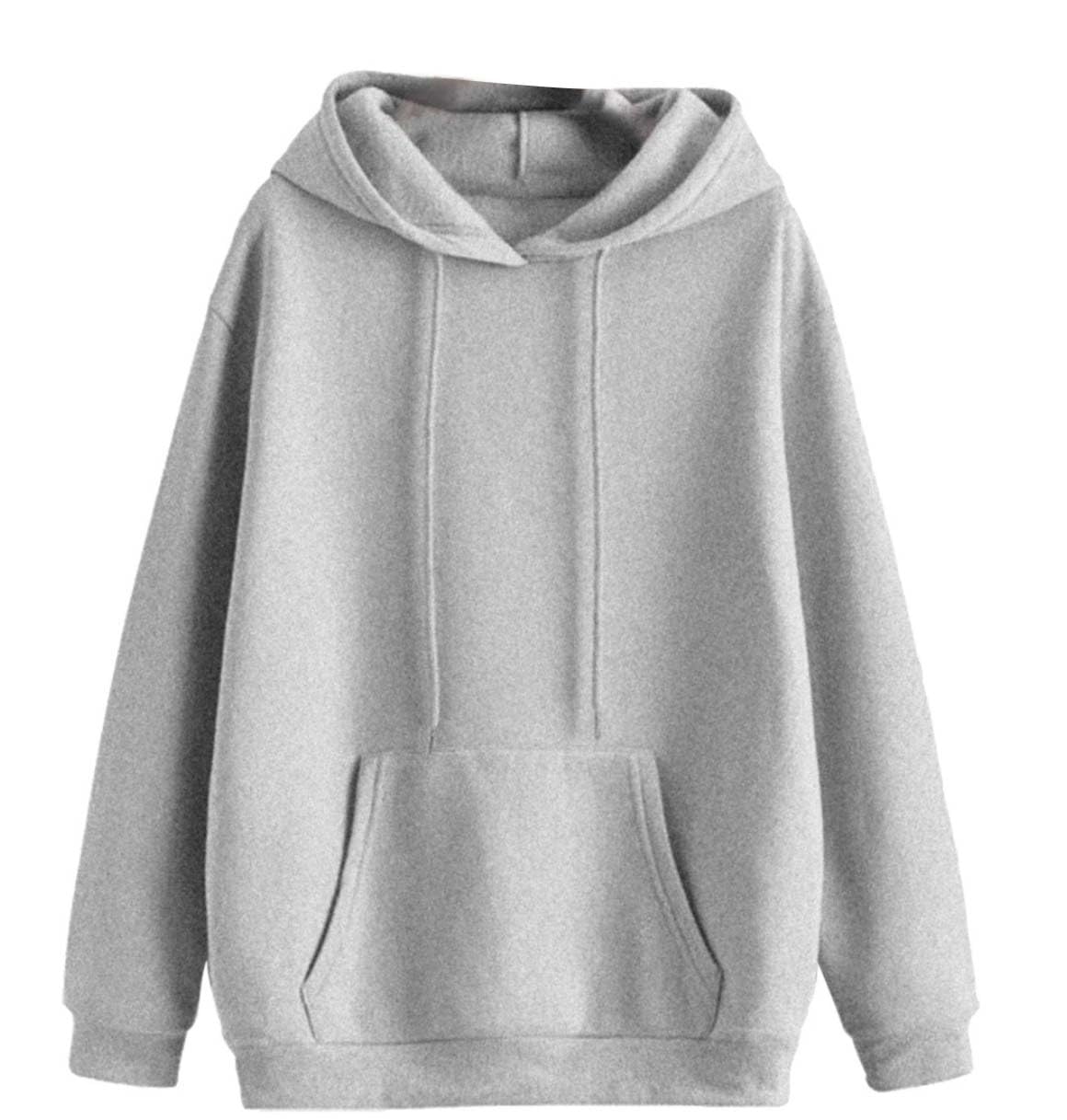Solid Hooded Cotton Fleece Sweatshirt for WOMEN-VMACK639218