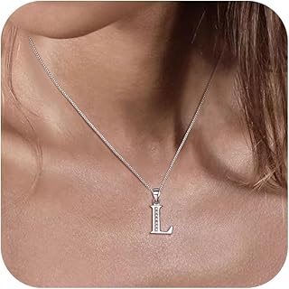 بري لوف عقد للنساء من فضة ستيرلينج عيار 925 مرصع بحجر زركونيا مكعب ودلاية مكونة 26 حرف ابجدي.