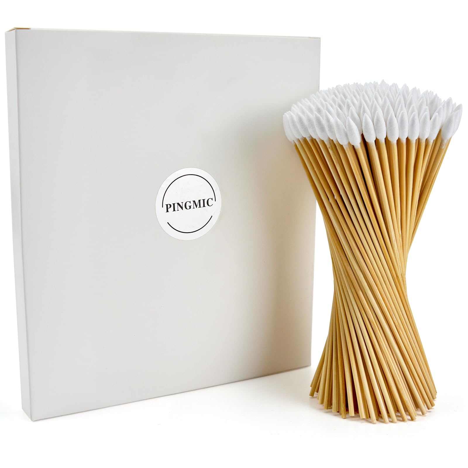 200 PCS 6-Inch Precision Gun Cleaning Swabs - Lint-Free Bamboo-Handle Cotton Swabs for Gun Cleaning Makeup Electronics