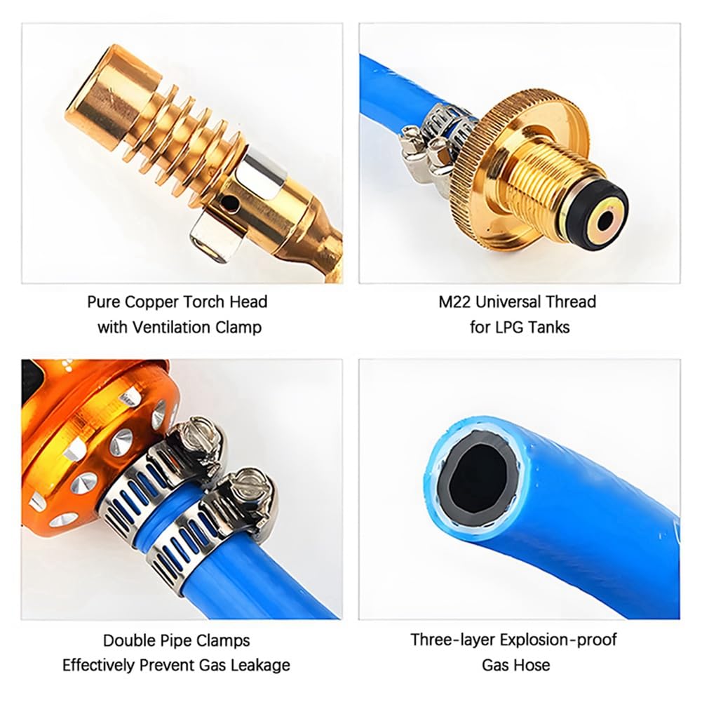 Gokeet Soplete de Soldadura por Llama, Herramienta de Cobre y Aluminio, Soplete de Gas Propano Licuado para Fundir Metales Preciosos