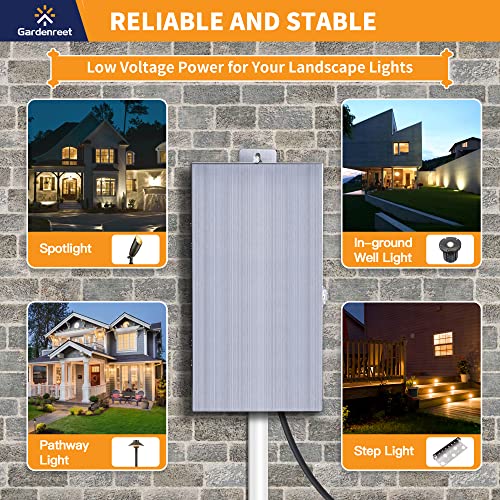 Gardenreet 150W Low Voltage Transformer With Mechanical Timer, Multi-Tap (120V Ac To 12V-13V-14V-15V Ac), Stainless Steel Shield For Outdoor Landscape Lighting, Spotlight, Pathway Light (Etl Listed) #TOP3