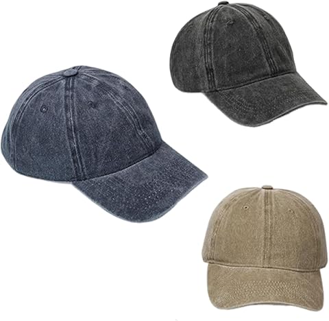 3 Piezas Gorra Beisbol, Gorra Vaquera Vintage, Gorras de Hombre Verano Transpirable, Gorra Beisbol 100% Algodón, Pariencia Gastada, para Casuales Running Beisbol Tenis Golf