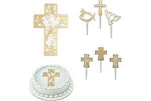 Oasis Supply Religious Cake Set with 5” Cross Topper for Baptisms and Communions