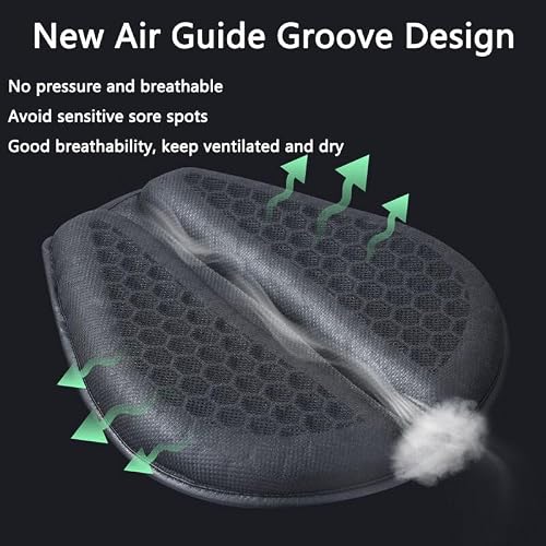 Feiteplus Universal Gel Motorcycle Seat Cover 3D Honeycomb Structure Tailbone Pain Relief Egg Seat Cushion with Non-Slip Cover for Motorbikes Dirt Street Bike - Thumbnail 2