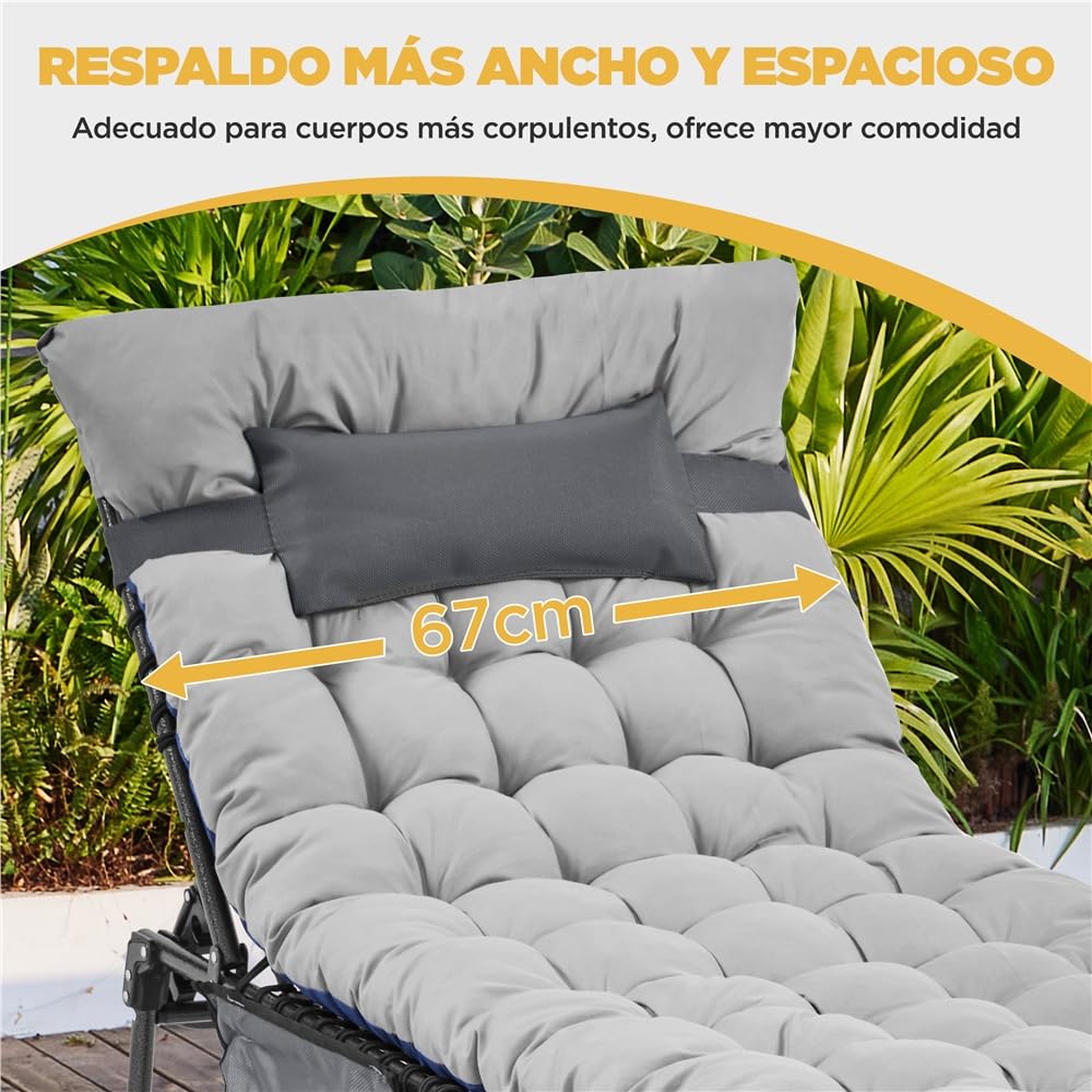 Yaheetech Cama de Camping Plegable con Colchón Extra Grueso,Cama Portatil Dormir con Almohada y Respaldo Ajustable en 5 Posiciones