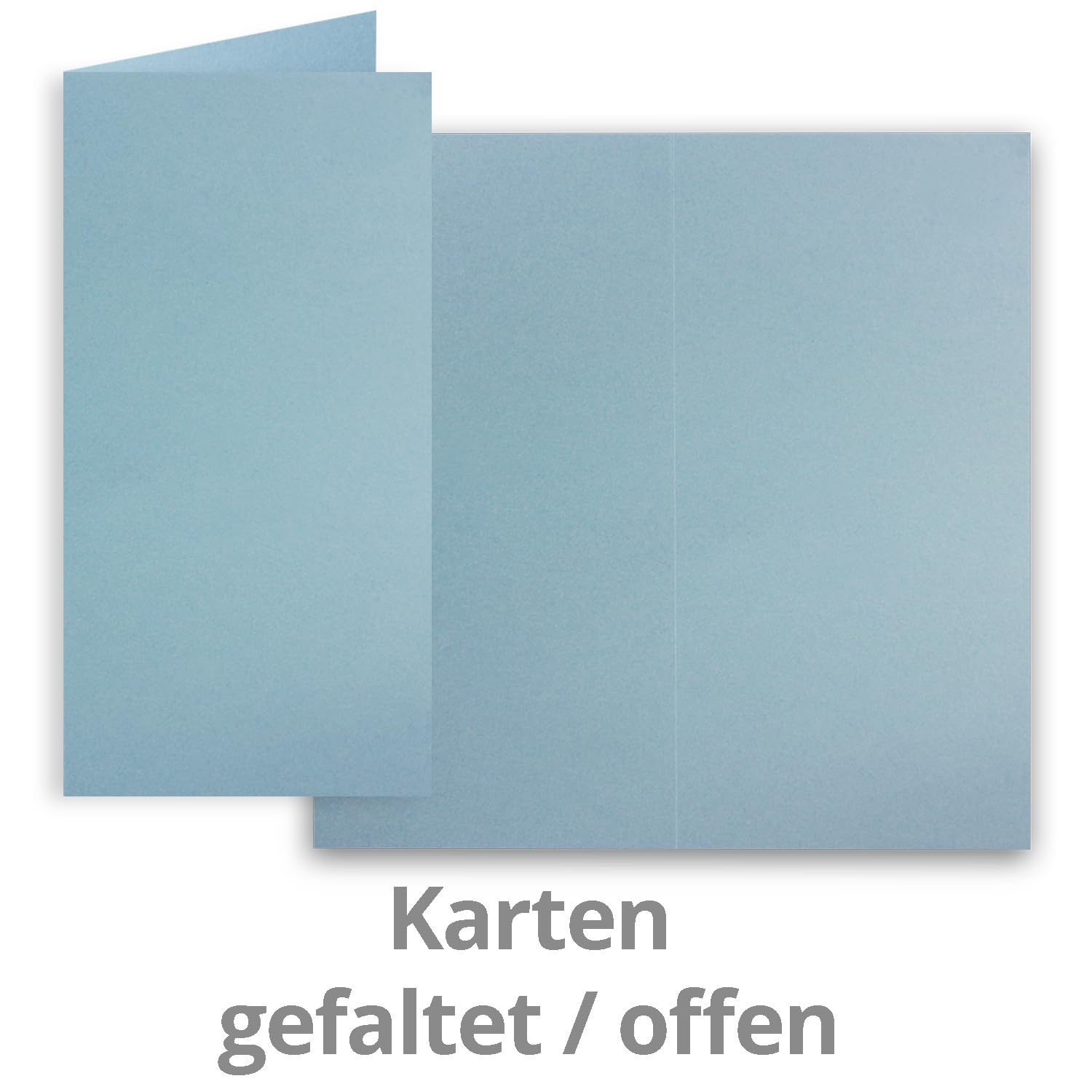 Zestaw 150 kartek składanych z kopertami DIN podłużnych w kolorze szaro-niebieskim (niebieskim) – 21 x 10,5 cm – puste składane kartki i koperty na zaproszenia i pozdrowienia z okazji urodzin i ślubu