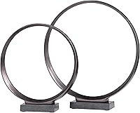 Deco79 Dark Gray Aluminum Geometric Sculptures Set of 2 with Marble Base - 17" Modern Home Decor Statues