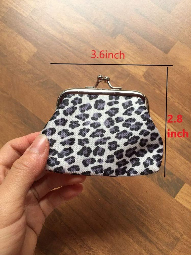 Leopard Mini Grain Coin Purse- Clasp Pouch Wallet Key Bags, Perfect Present for Women Girls Lovely Purses Wallets Buckle Party Favors