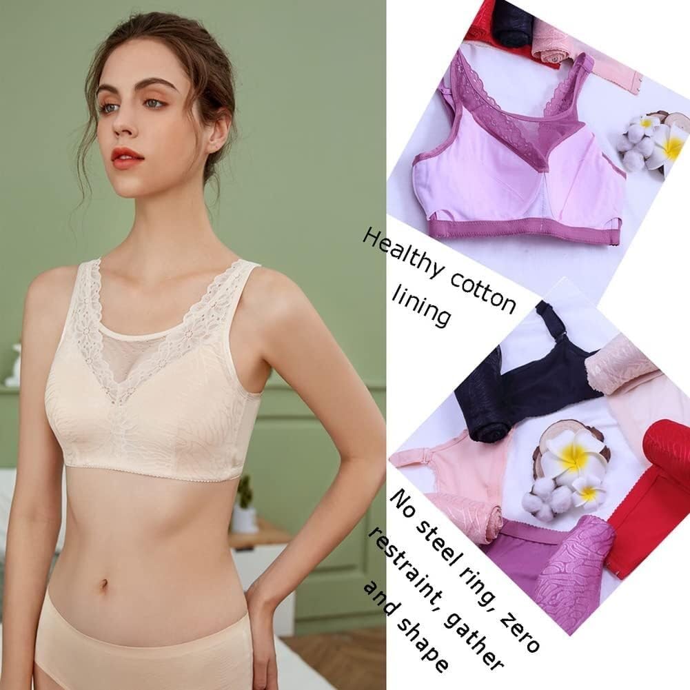 Mastektomie-BH In Übergröße Mit Taschen Komfortabler Post-OP-BH Für Damen Sexy Spitzen-Bra Ohne Bügel Für Brustprothesen(Light Pink,D_40/90)