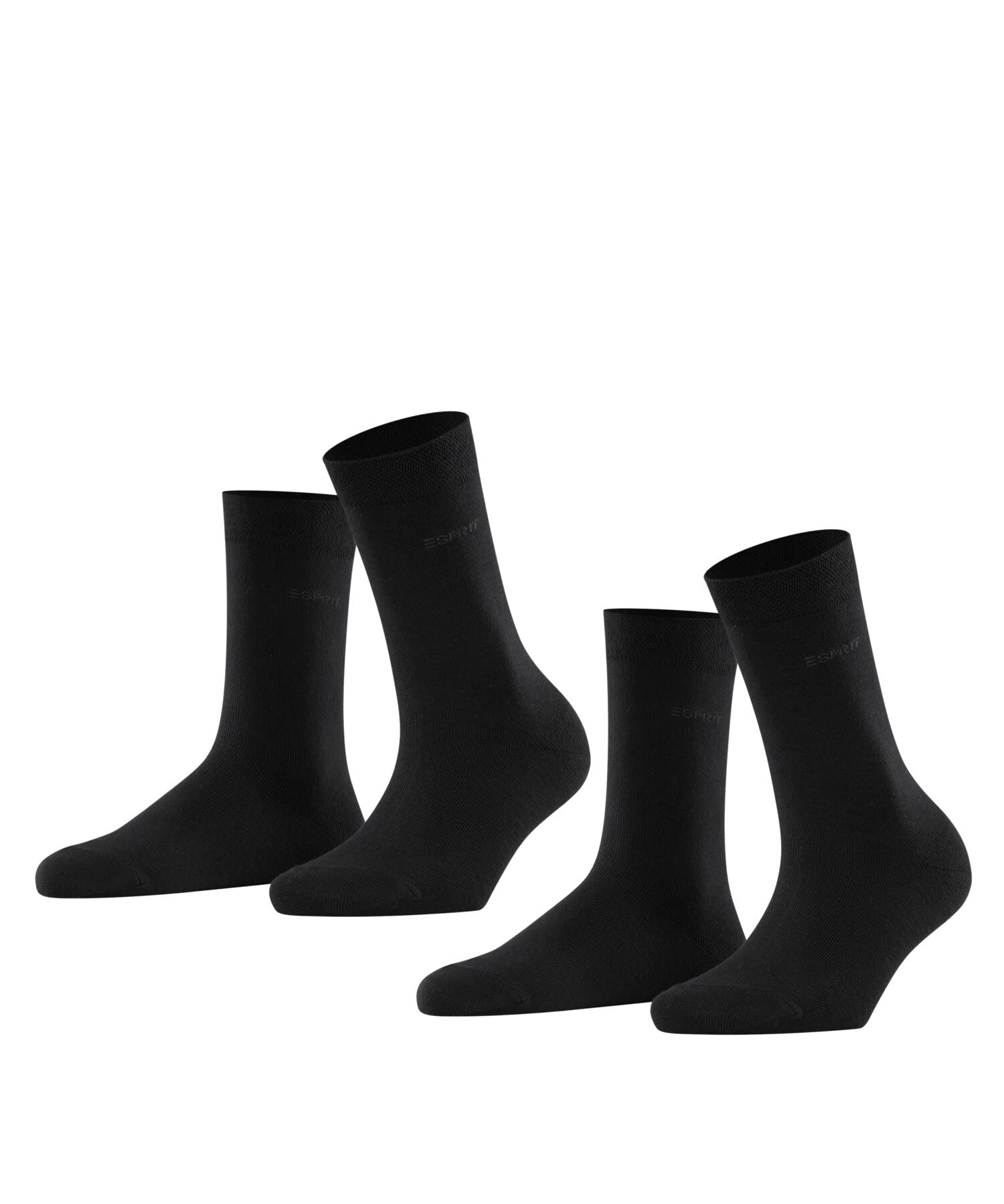 Esprit Women's Black 3000 Basic Easy Multipack W So Cotton Plain 2 Pairs Socks, 2.5-5