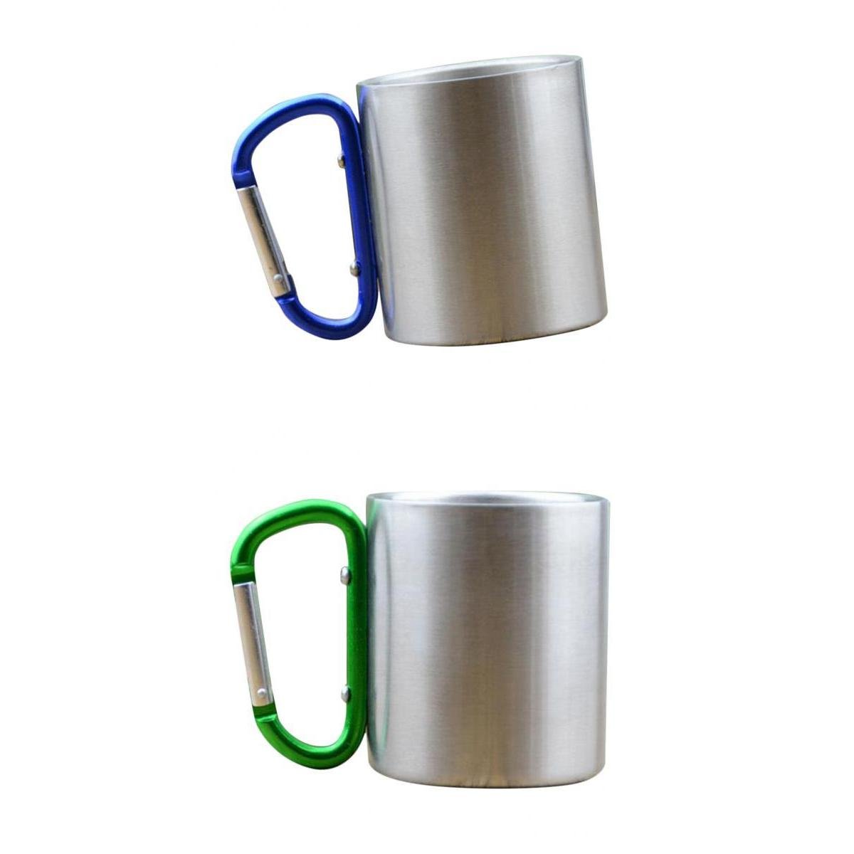 Gobelets de camping portables 300 ml lot de 2 tasses en inox pour bivouac
