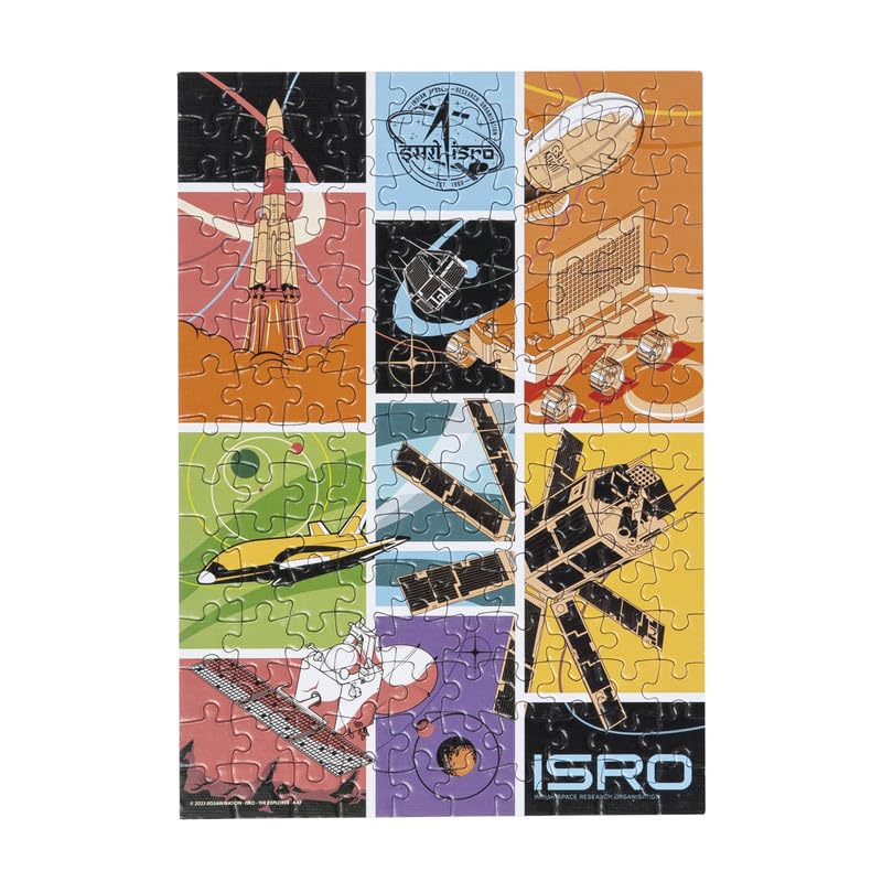 Image of Jigsaw Puzzle Rectangular 150 Pieces - The Explorer ISRO Theme by ISRO by A47 Fun & Challenging Mind Games Puzzle Game Activity for Adults & Kids - Education Toy