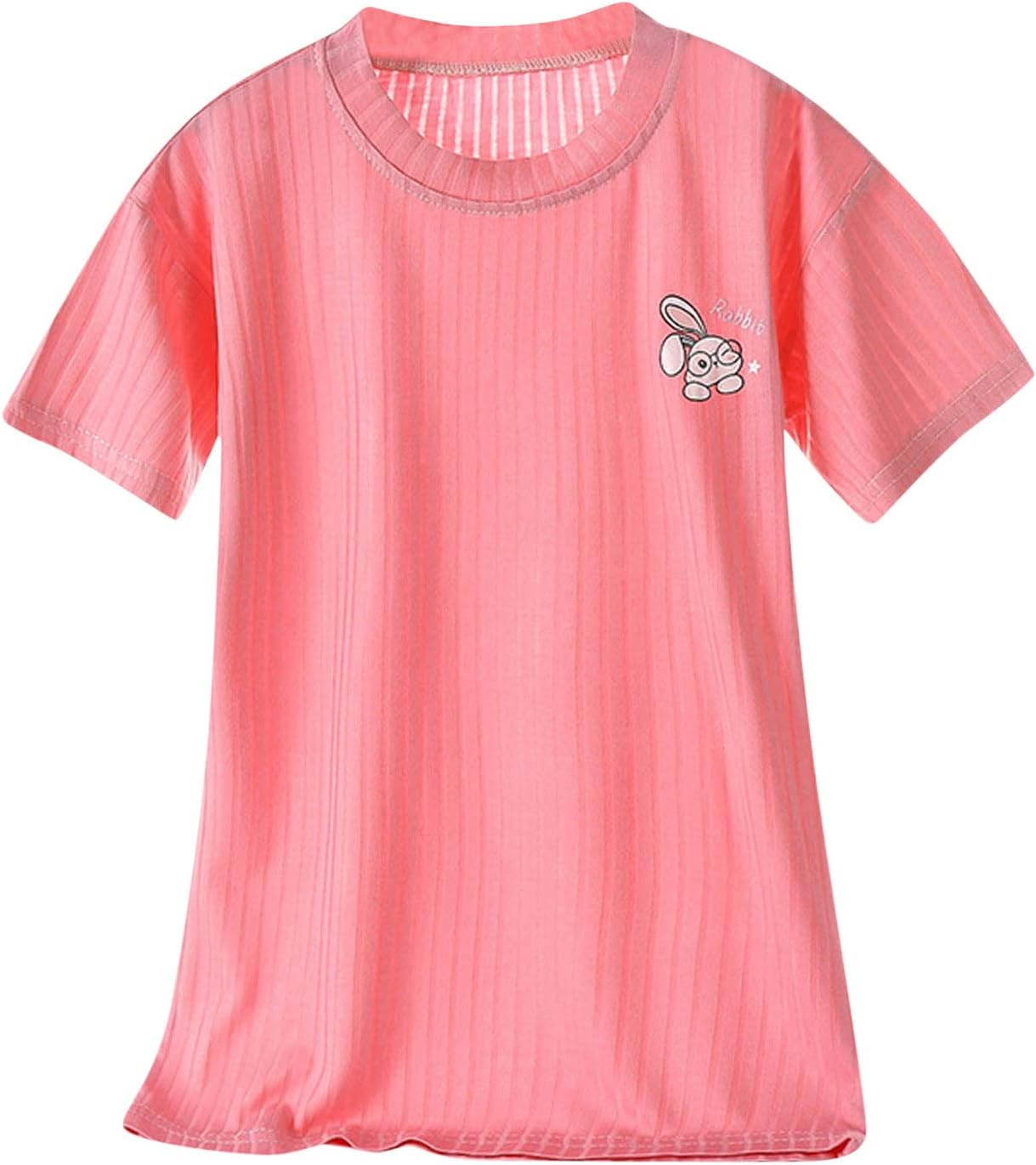 Toddler Girls Ribbed T Shirt Summer Short Sleeve Crew Neck Cute Tops Casual Trendy Basic Athletic T Shirts Kids Soft
