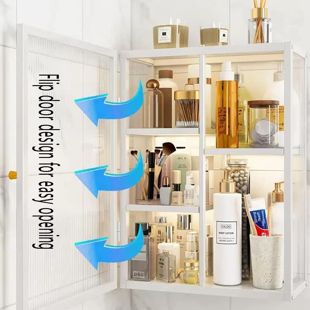 Naścienna mobilna szafka łazienkowa Multi Storage na kosmetyki i perfumy Szklane drzwi Pudełko do przechowywania Oszczędność miejsca (rozmiar: 40 x 13 x 30 cm)