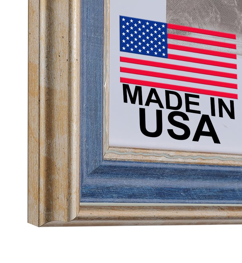 Picture Frames 16x24 Frames 1-9/16" 16x24 Poster Frame,16 x 24 Blue Gold Picture Frame for Wall Mounting, Large Frame Ornate 24x 16 Canvas Oil