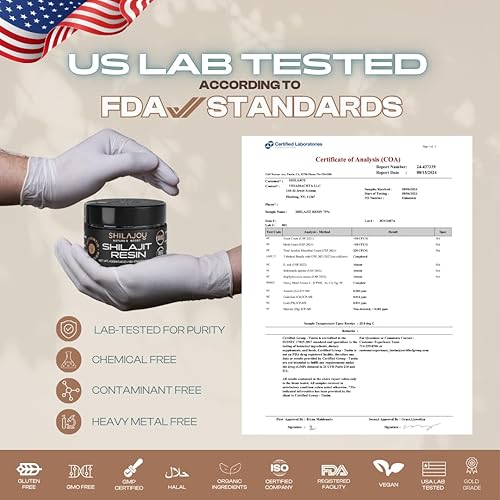 Miniatura 3 de Resina Shilajit pura del Himalaya, grado dorado, alta potencia con 75% de ácido fúlvico y más de 85 minerales traza para aumentar la energía y apoyo