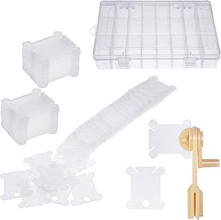 100 Pieces Plastic Cross Stitch Bobbins Plastic Embroidery Floss Bobbins and Embroidery Organizer Box for Cross Stitch Craft DIY Sewing Storage Compartments Jewelry Storage Box