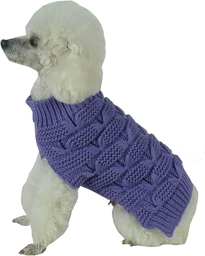Miniatura 3 de Pet Life  Suéter de moda para mascotas con costuras de mariposa, suéter de punto trenzado pesado para perro con cuello de tortuga, ropa de invierno