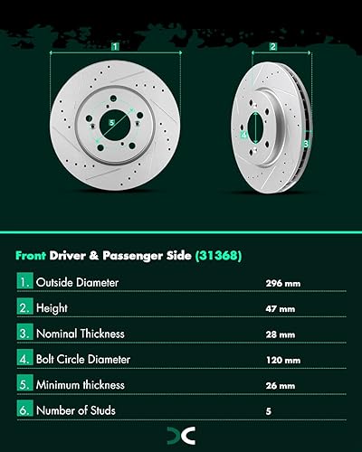 Miniatura 713 de SCITOO Juego de 2 frenos de freno ranurados traseros para Chrysler Town & Country, 08-16 para Dodge Grand Caravan, 09-13 para Dodge Journey, 12-15