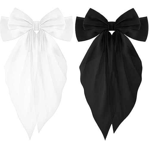 TIESOME Lazo de gasa para el pelo para mujer, 2 piezas de pinzas de lazo para el pelo grandes, pinzas para el cabello francés, pasadores, lazos de TIESOME Lazo de gasa para el pelo para mujer, 2 piezas de pinzas de lazo para el pelo grandes, pinzas para el cabello francés, pasadores, lazos de