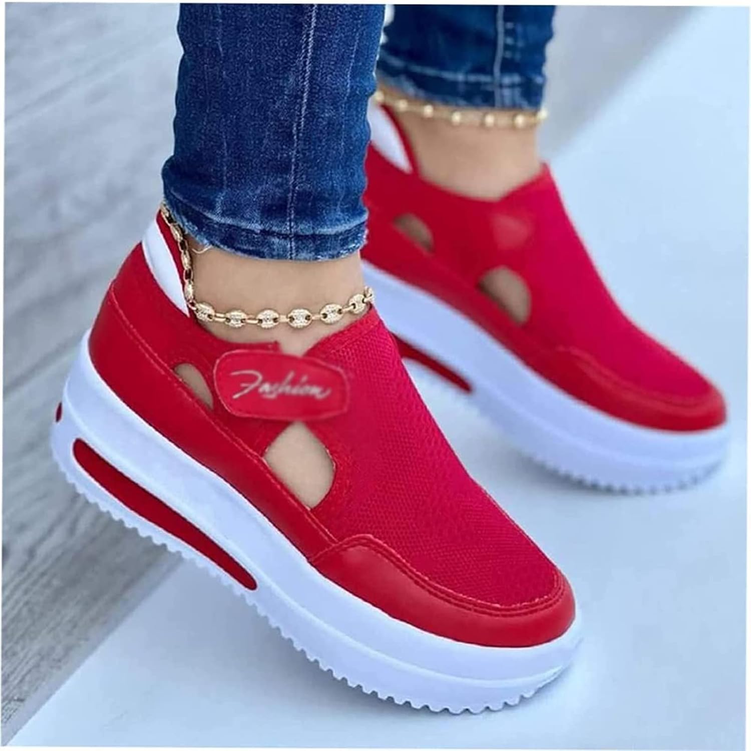 red platform trainers