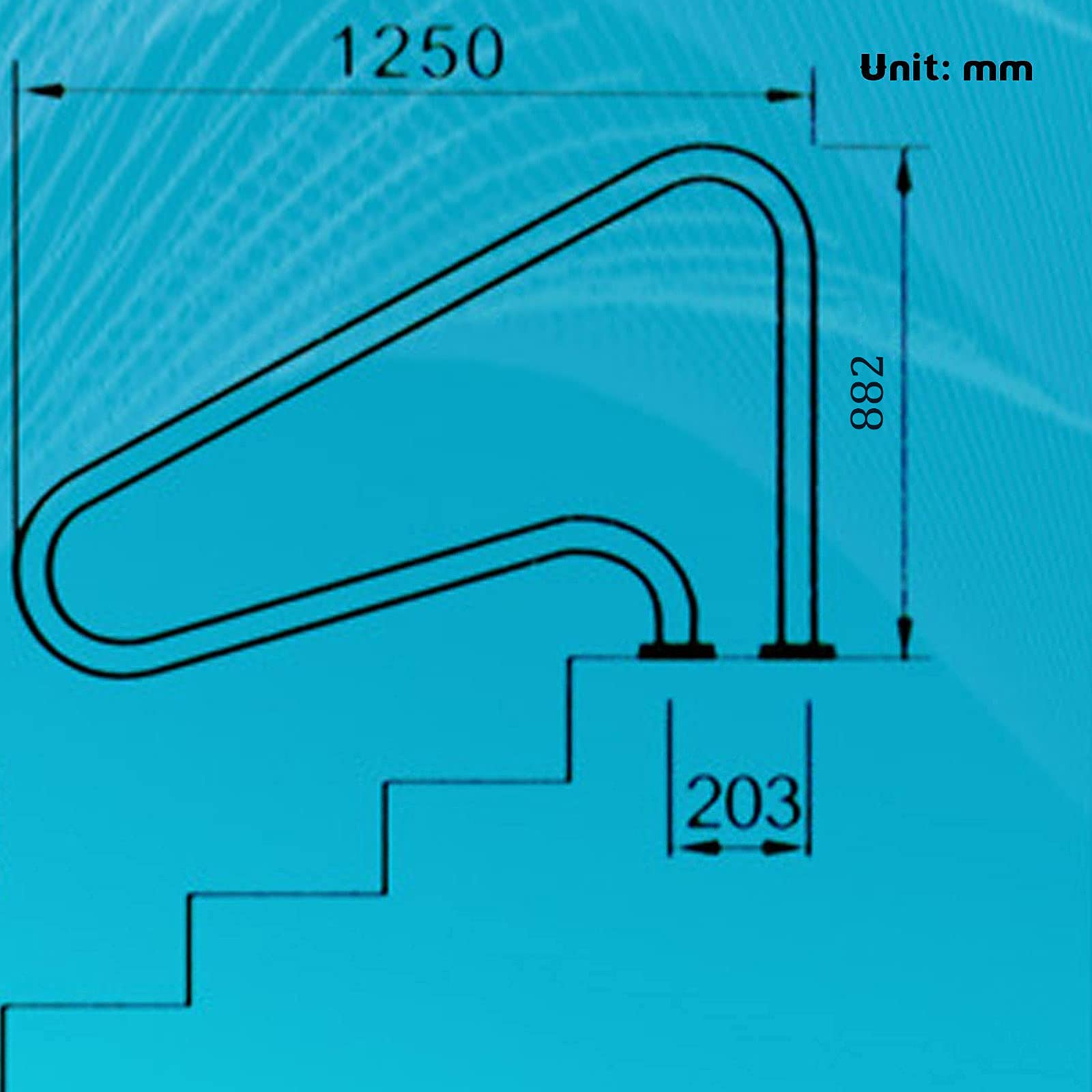 LXX Barandilla de Escalera de Piscina, Pasamanos de Piscina A Prueba De Óxido con Juego Completo de Accesorios, Barandillas de Seguridad de Acero Inoxidable para Piscinas De Tierra, Fácil Montaje