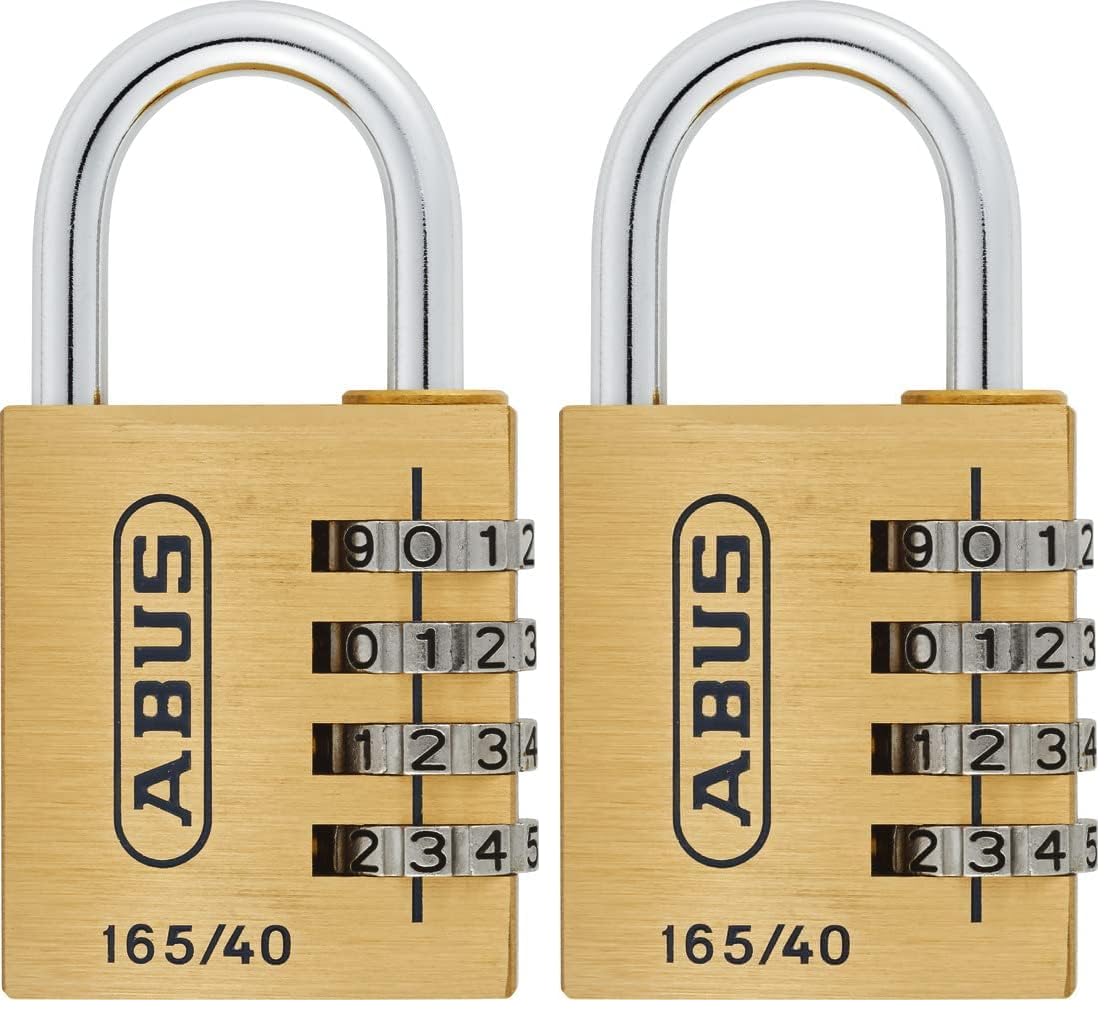 ABUS Serrure à combinaison 165/20 - cadenas en laiton - avec code numérique réglable individuellement - serrure à valise/serrure à casier - ABUS -Niveau de sécurité 3 (Lot de 2)