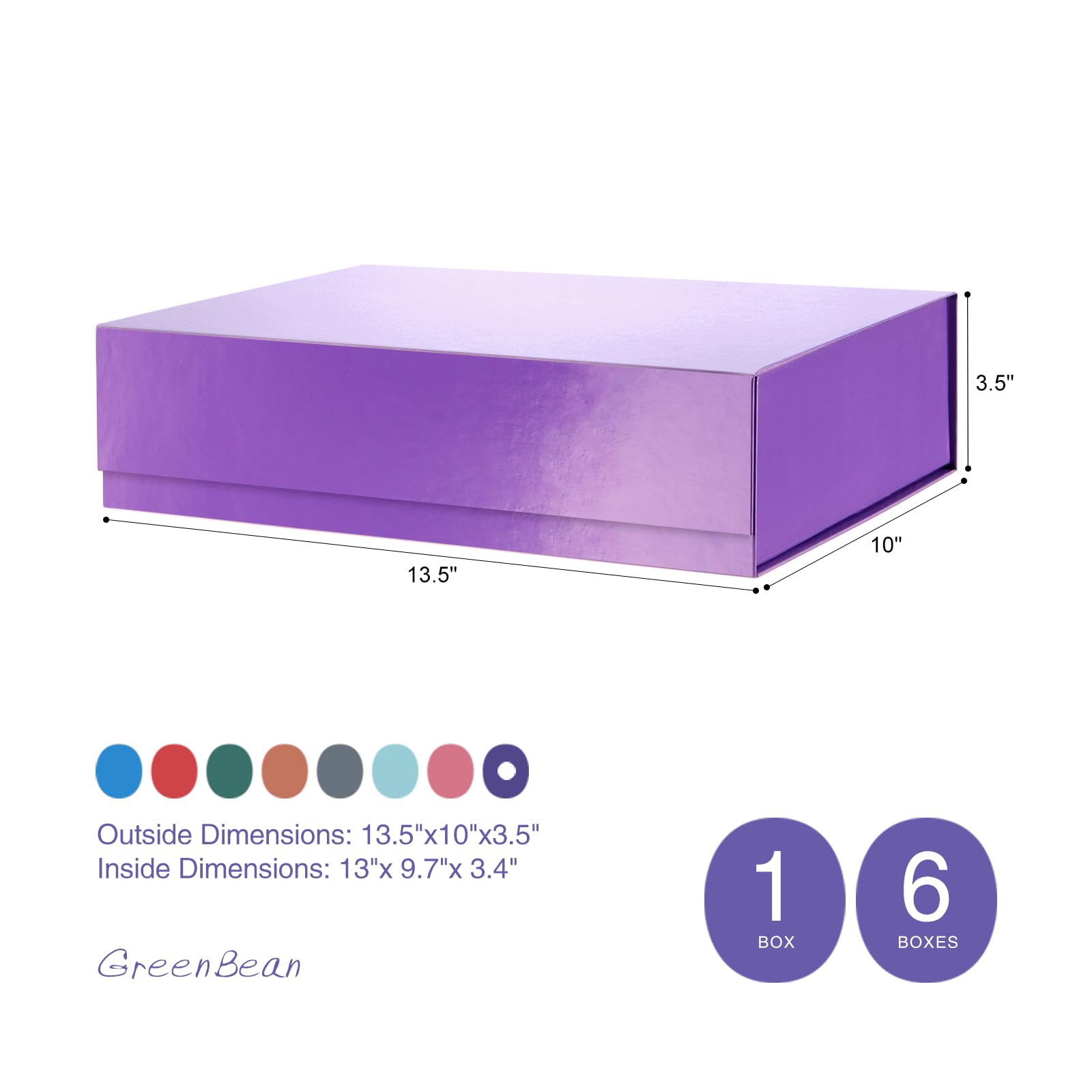 GREEN BEAN 6 Geschenkboxen 33 x 24 x 8,6 cm, violette Geschenkboxen für Kleidung