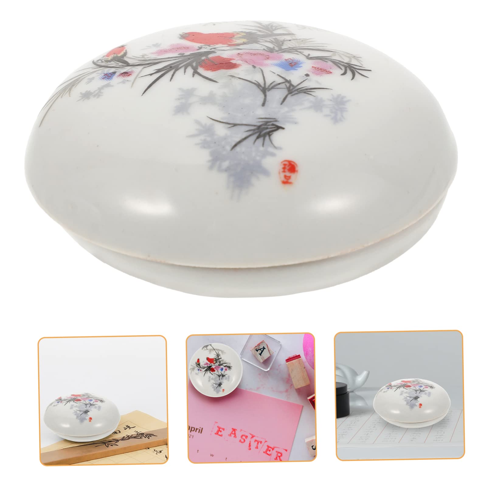 Lurrose 2sets Kalligraphie-stempelkissen Schreibutensilien Scrabbook Scrabook Kapernäpfel Prägetinte Stempelkissen Für Stempel Kalligrafie-Angebot Chinesisches Stempelkissen Keramik 2pcs*2