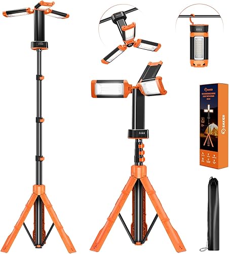 Saker Luz de camping portátil con soporte de 73 pulgadas, 20000 mAh, luces de trabajo LED recargables 8003200 lúmenes, 40006500 K, luces de