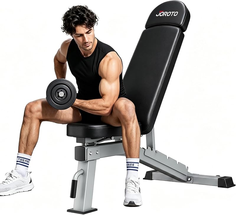 FID Adjustable Weight Bench 1300LBS Capacity for Home Gym | Heavy Duty Workout Bench Press with Incline Decline Positions, 34'' Backrest and Wheels for Strength Training at Home Gym