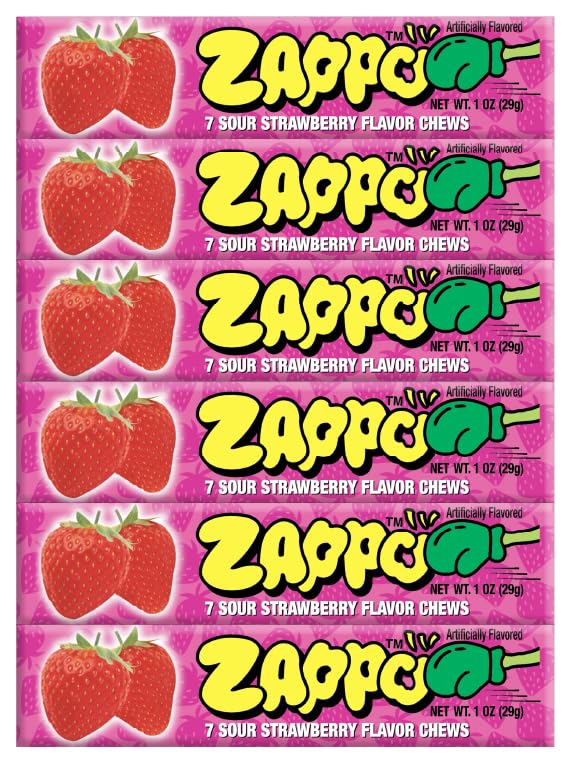 Image of Zappo Sour Flavored Chews Packs (6 Pack, Strawberry)