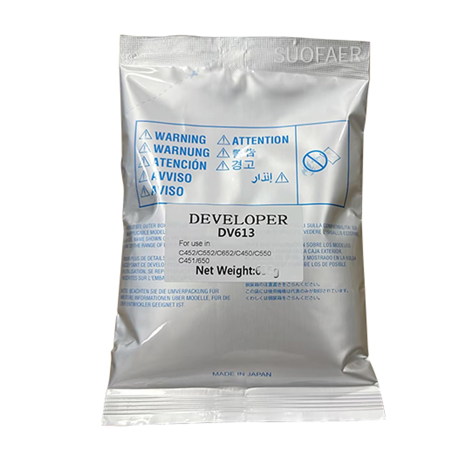 Polvo revelador para Konica Minolta Bizhub C650 C550 C451 C652 C552 C452 C654 C754 DV-613 (K - 630g)