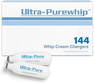 Ultra-PureWhip Whipped Cream Chargers, Cartridges for Desserts & Cocktails Creation, Fits with Any Standard Dispensers, Leak-Proof Steel, 144 pack