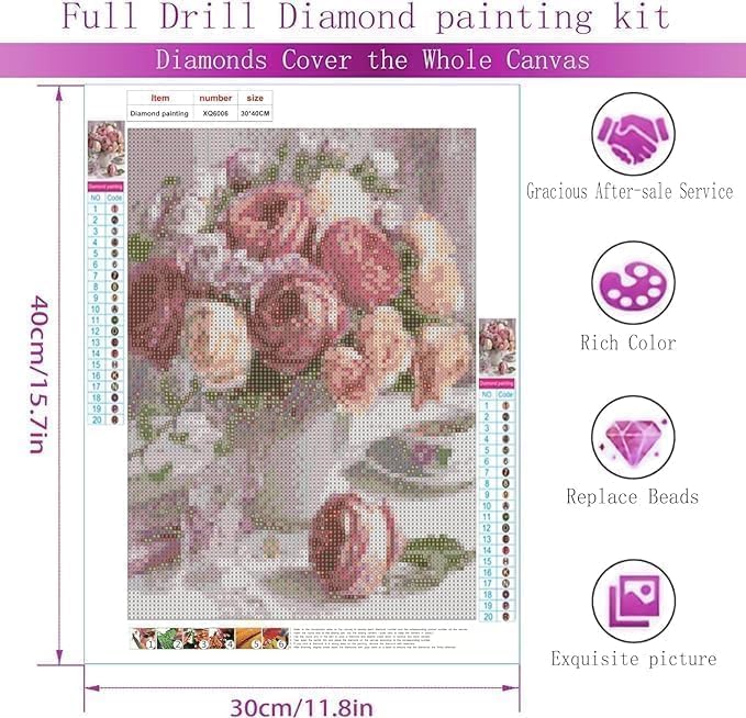 VIRADHAM 5D Diamond Painting Kit 30 x 40cm – Full Drill DIY Diamond Art Kit for Adults | Kids – Crystal Rhinestone Paint by Numbers Craft Set – Home Wall Decor Painting – Easy Arts | Crafts Gift 2