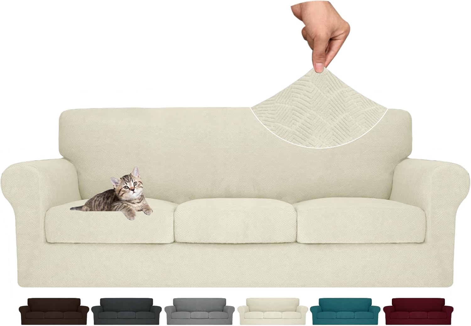 MAXIJIN 4 Piece Couch Covers for 3 Cushion Couch Sofa