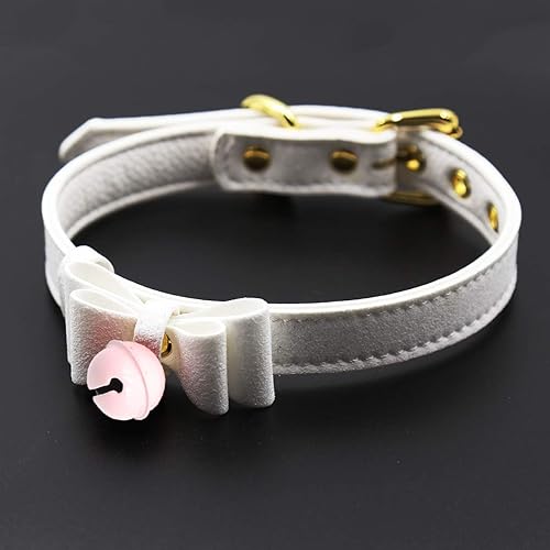 Miniatura 2 de LEWECEEO Gargantilla de collar para mujer con campana, lindo lazo y gato, collar de gatito, Cuero, no conocido