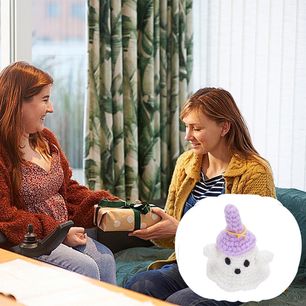 BEUNITONE Ghost Crochet Kit for Beginners 8 Set Halloween Ghost Crocheting Starter Kit Cute Ghost Prince Beginners Easy Crochet Kit Set Crochet Wobbles with Step-by-Step Instruction for DIY Craft